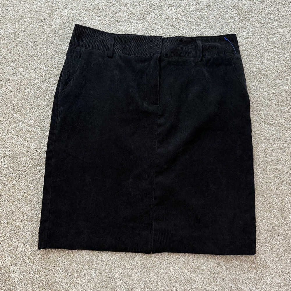 Architect Skirt Womens 8 Black Solid Corduroy Pencil Knee Lined Stretch